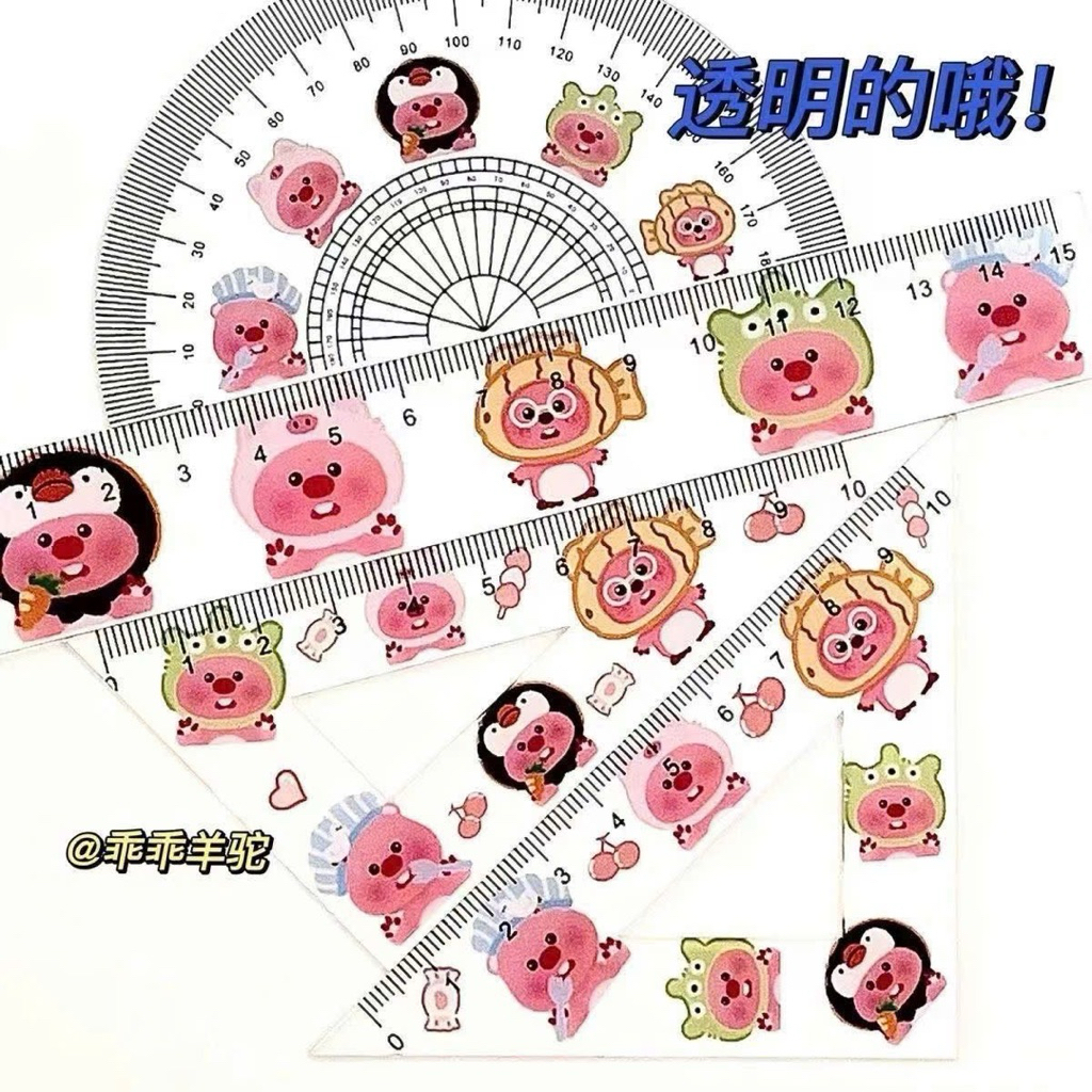 Bộ Thước 4 Món Hello Kitty, Loopy, Capybara, Gấu Trúc,..Dễ Thương, Tiện Lợi Mẫu Mới Saka Home