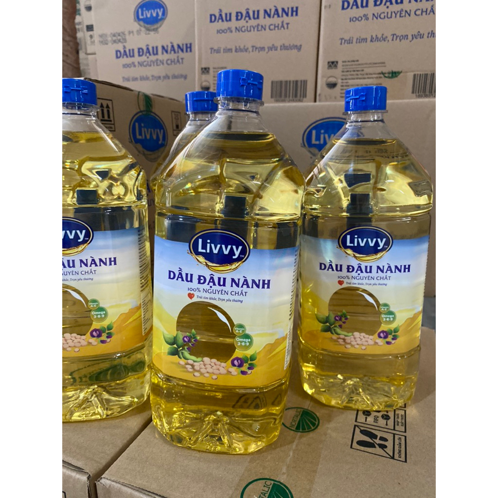 Thùng 6 Can Dầu Đậu Nành Livvy Can 1 Lít/2 Lít