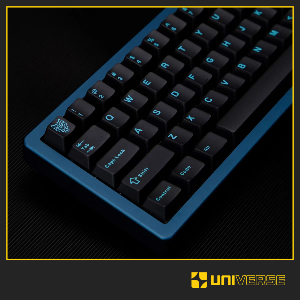 Keycap Aifei Blue On Black Bán Trong Suốt Cẩm Thạch ABS Doubleshot Profile OEM 114 Nút Keycap Jelly 