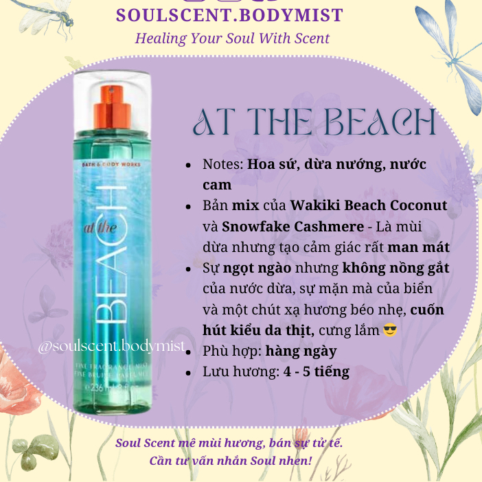 AT THE BEACH Body mist xịt thơm toàn thân Bath & Body Works (AUTH Mỹ) | Soul Scent