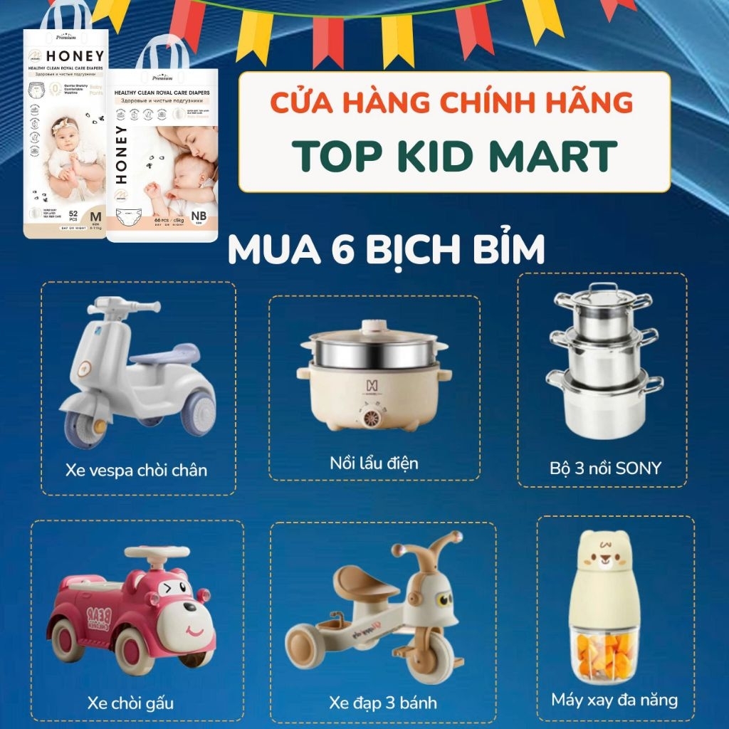 (Combo 6 bỉm Honey) Bỉm Tã HONEY Premium đủ size cho bé