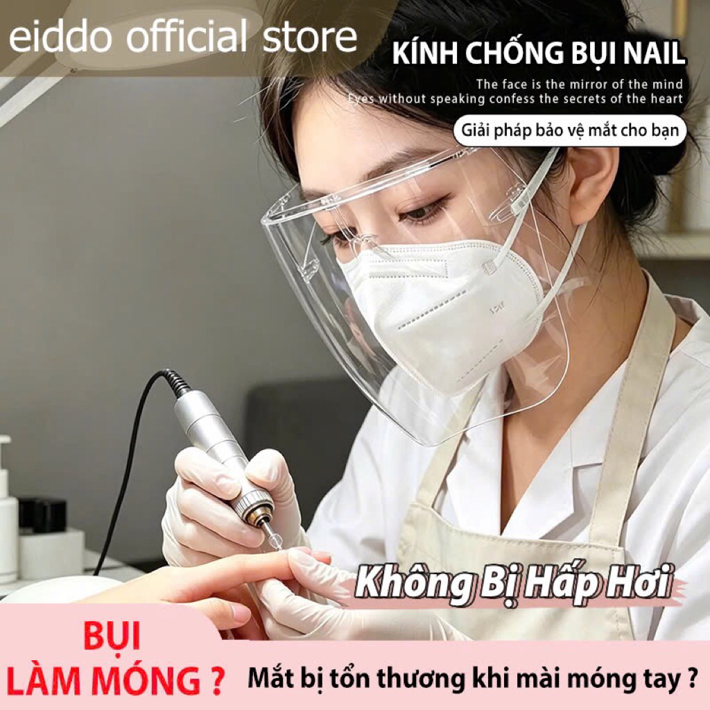 {Eiddo Nails} Kính chống bụi nail Eiddo - Kính chống bụi trong suốt chuyên dụng, mặt nạ chống bụi - 