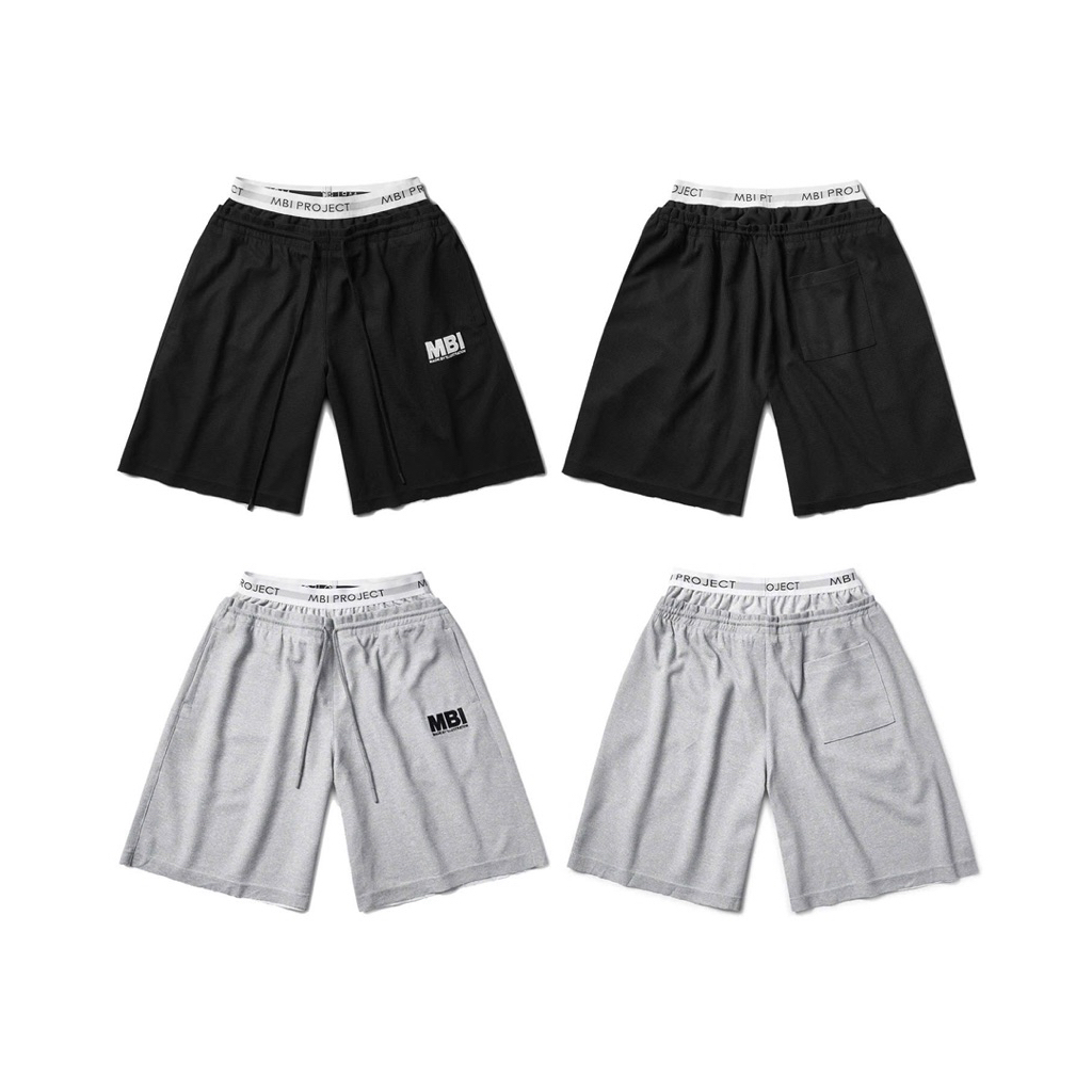 MBI | DOUBLE WAISTED SHORT  | mbi.project/ thiết kế 2 lưng, chất vải tổ ong dày, lưng thun dệt logo 