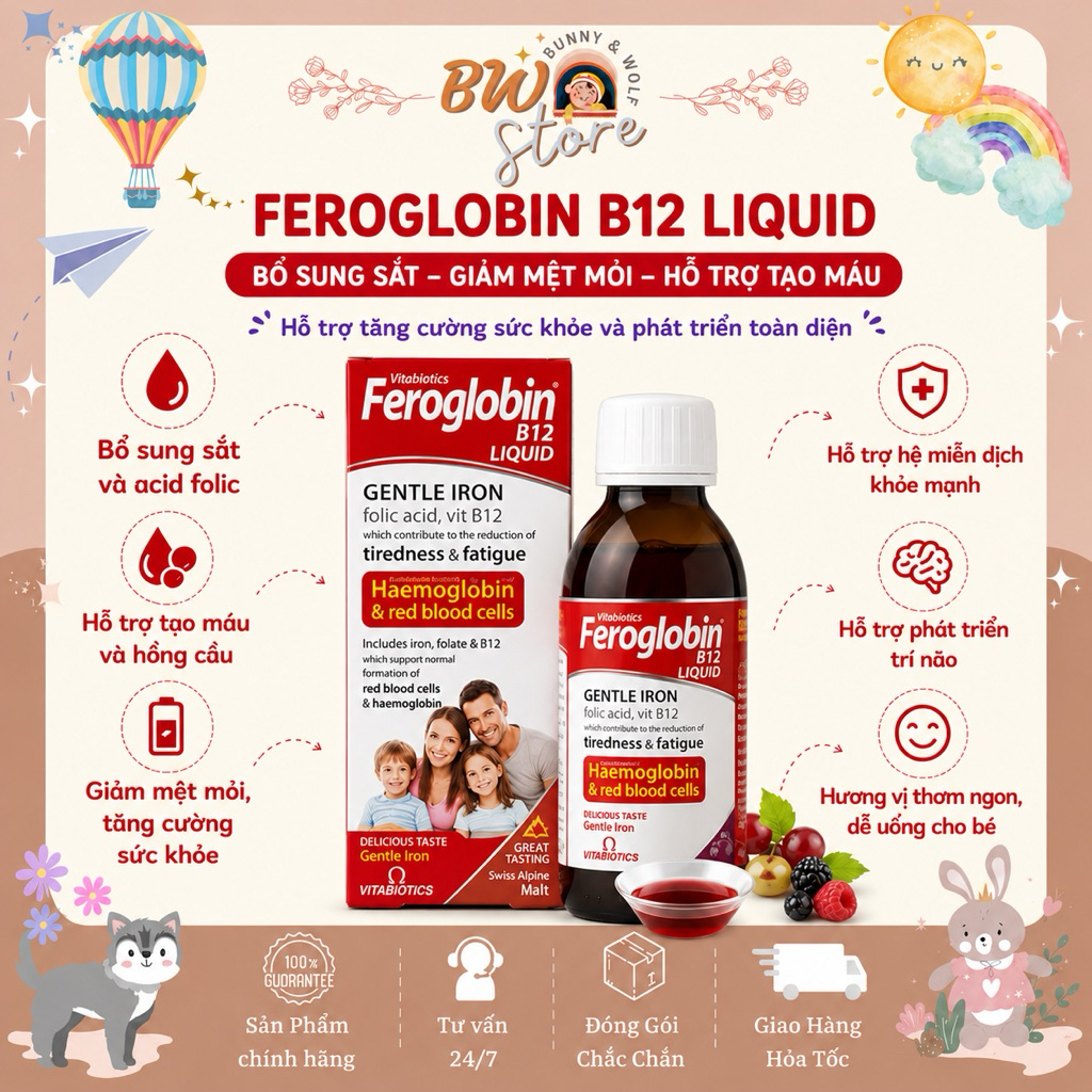 Sắt Feroglobin B12 Liquid - Vitabiotic - NK Anh Quốc - Chai 200ml