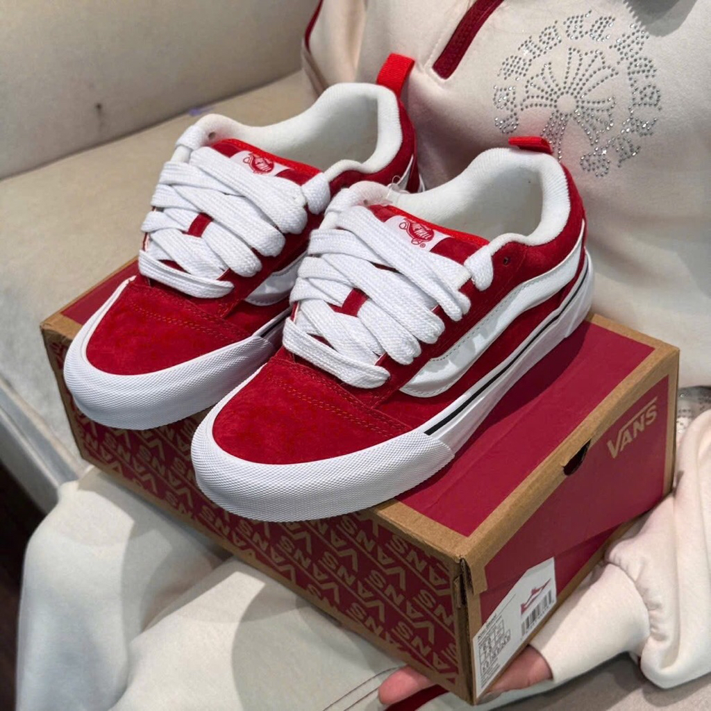 Giày Vans Knu Skool Mầu Trắng Đỏ