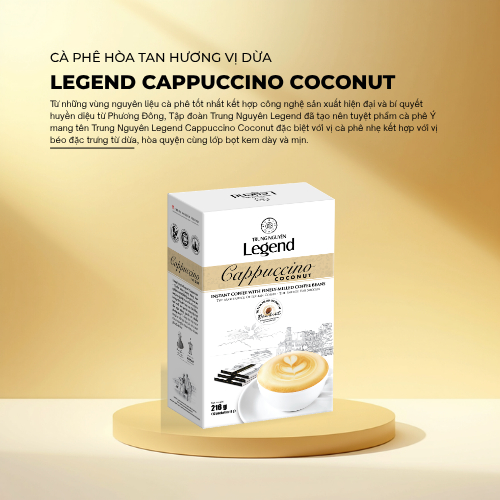 Cà Phê Legend Cappuccino Coconut Trung Nguyên Legend Hòa Tan Hộp 12 Gói - Vị dừa thơm béo kết hợp lớ