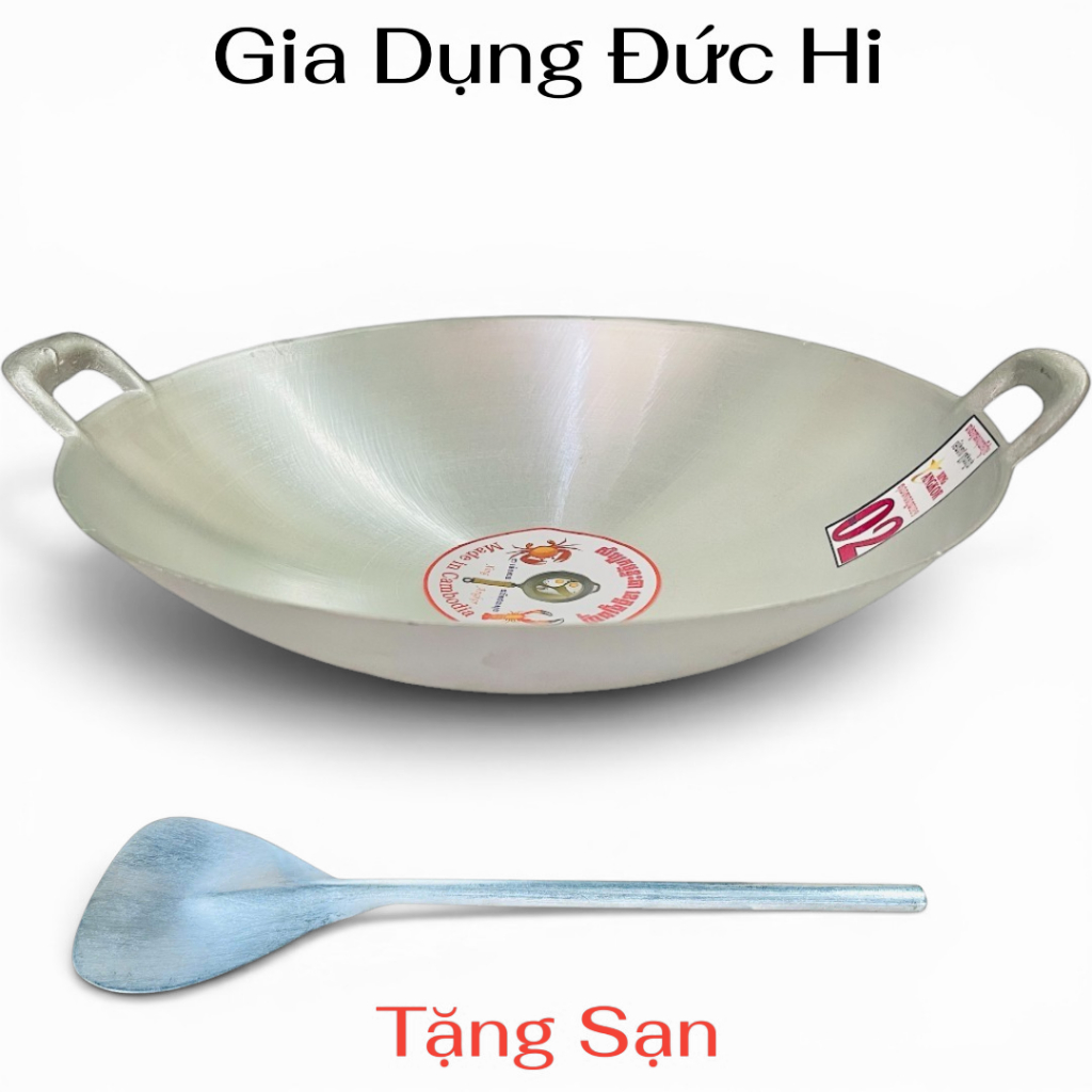 Chảo Gang Thái Đúc Nguyên Khối Đủ Size 30cm 33cm 36cm 40cm 43cm 49cm TẶNG SẠN