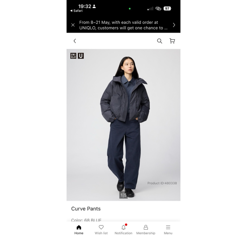 Quần jean ống cong Uniqlo size 22