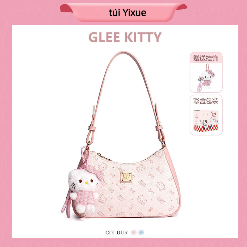 GLEE KITTY 2026 Túi đeo nách in hình hoạt hình chính hãng mới dành cho nữ, túi đeo chéo đa năng phon