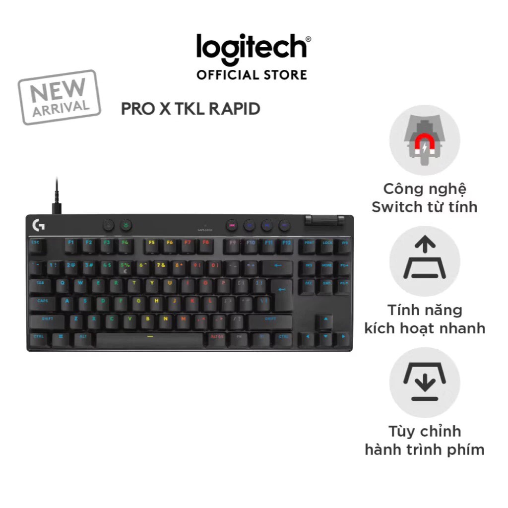 Bàn phím HE Gaming có dây Logitech G PRO X TKL RAPID, Analog switch từ tính, Rapid Trigger, KEYCONTR