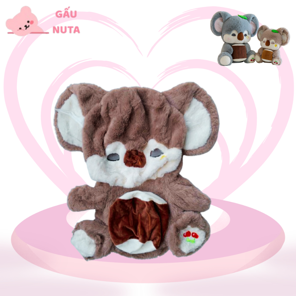 Vỏ Gấu Bông Koala Ôm Bánh Mật Ong NUTA Siêu Dễ Thương, Thú Nhồi Bông Koala Ôm Bánh NUTA
