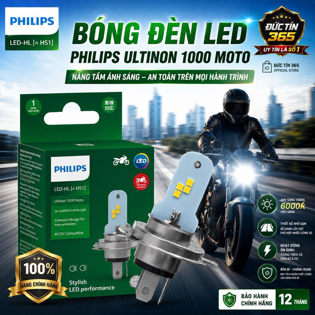 Đèn Led Xe Máy . PHILIPS LED Ultinon 1000 Moto (HS1) – Chính hãng . BẢO HÀNH 12THÁNG.