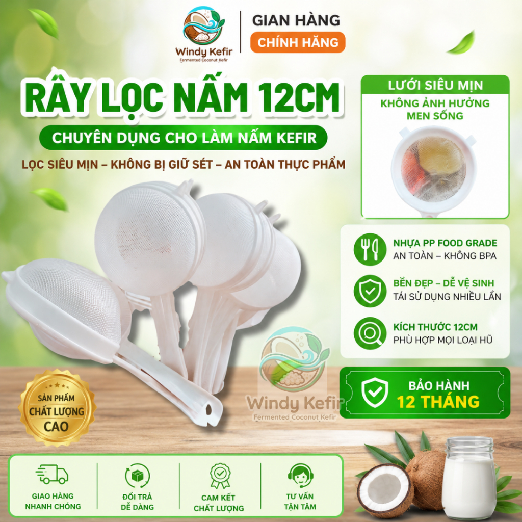 Rây Lọc Nấm Kefir Food Grade Cao Cấp | Lưới Siêu Mịn Chuyên Dụng Lọc Kefir - Kombucha - Sữa Chua | W