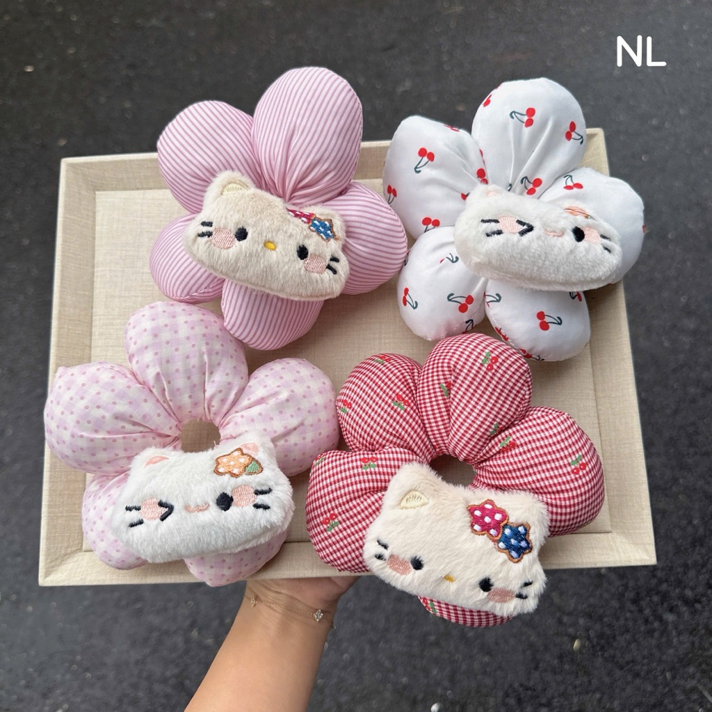 Crunchies hoa phồng gấu bông hello kitty