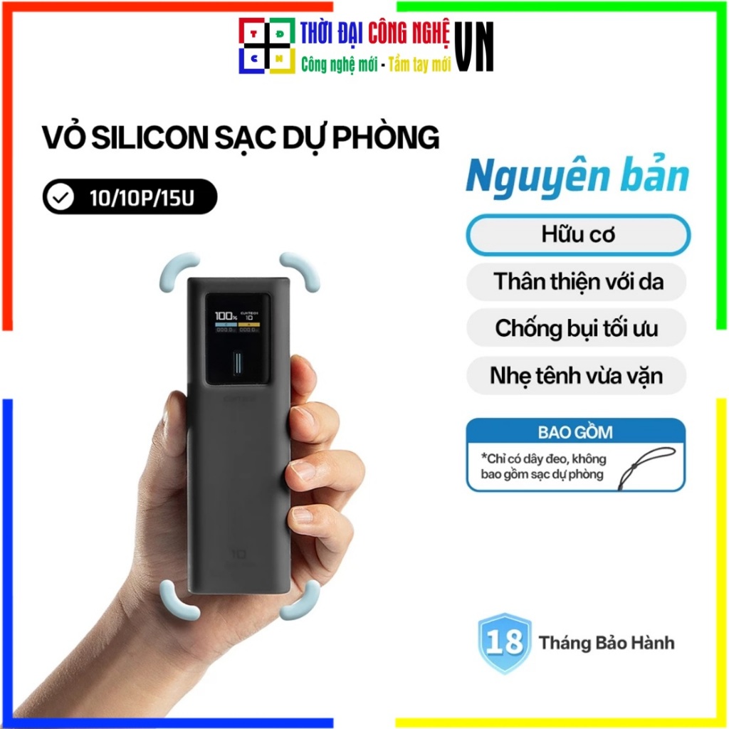 Ốp Silicone Bảo Vệ Pin Dự Phòng CUKTECH Cho 10P / 15U / 10Mini / 10 - Chống Trầy Xước Va Đập - Hàng 