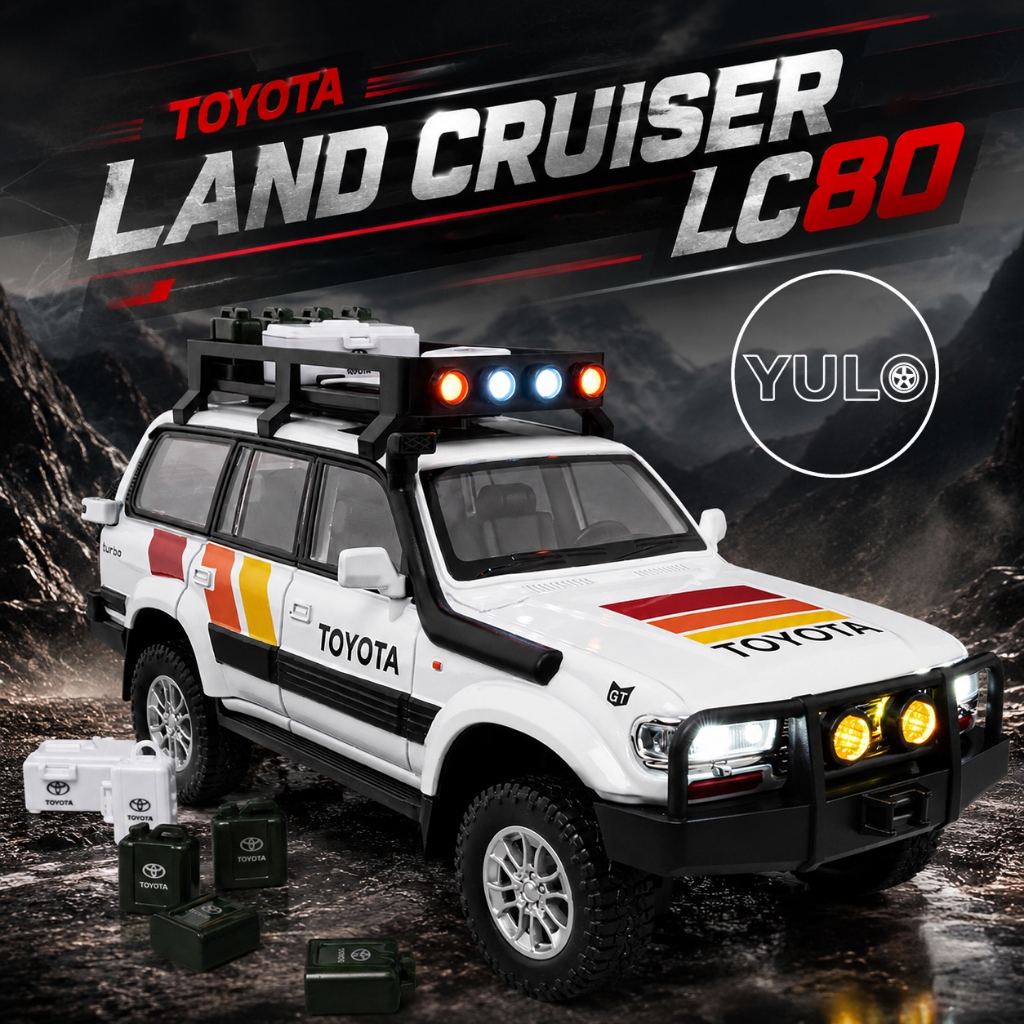 Mô hình xe Toyota Land Cruiser LC80 1:24 bằng hợp kim có đèn và âm thanh