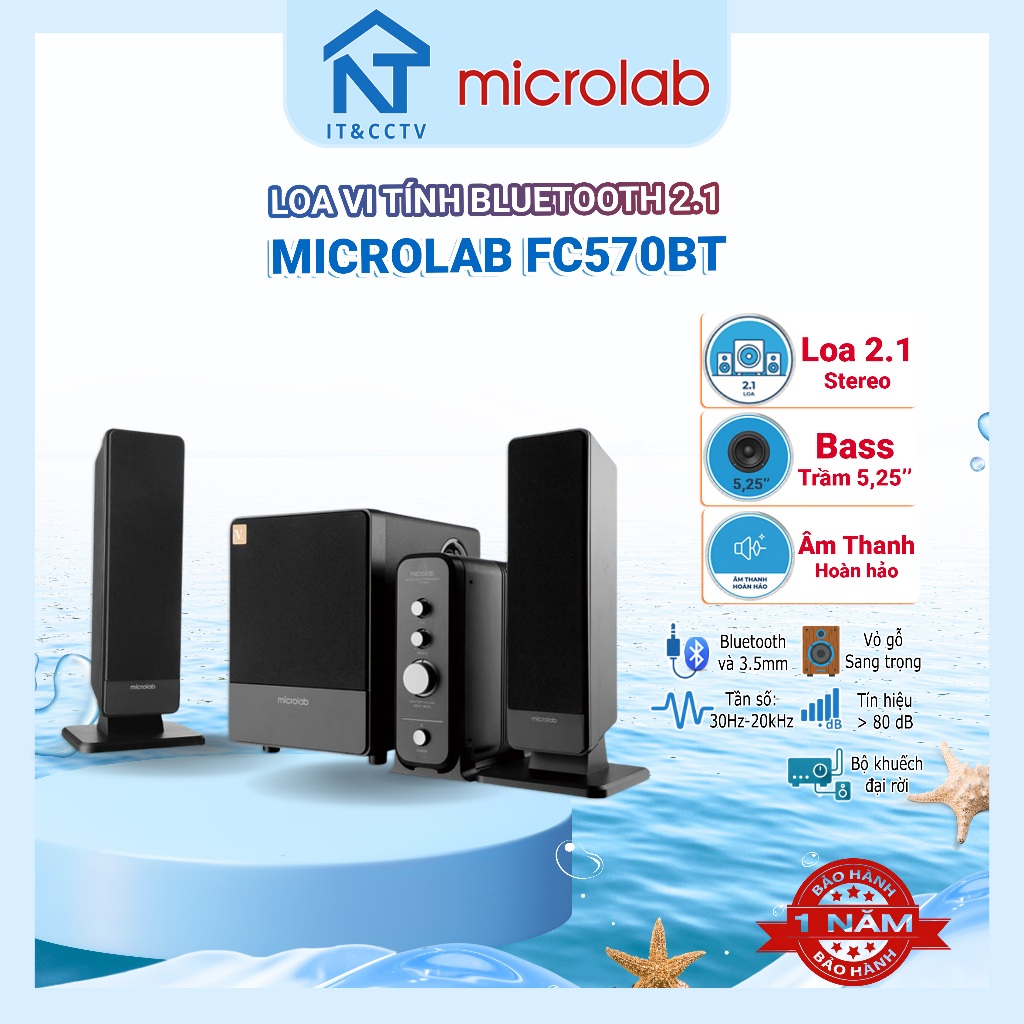 [Chính Hãng] Loa Microlab FC570BT Bluetooth 2.1 – Bass Mạnh, Loa Vi Tính Công Suất Lớn Cho PC TV