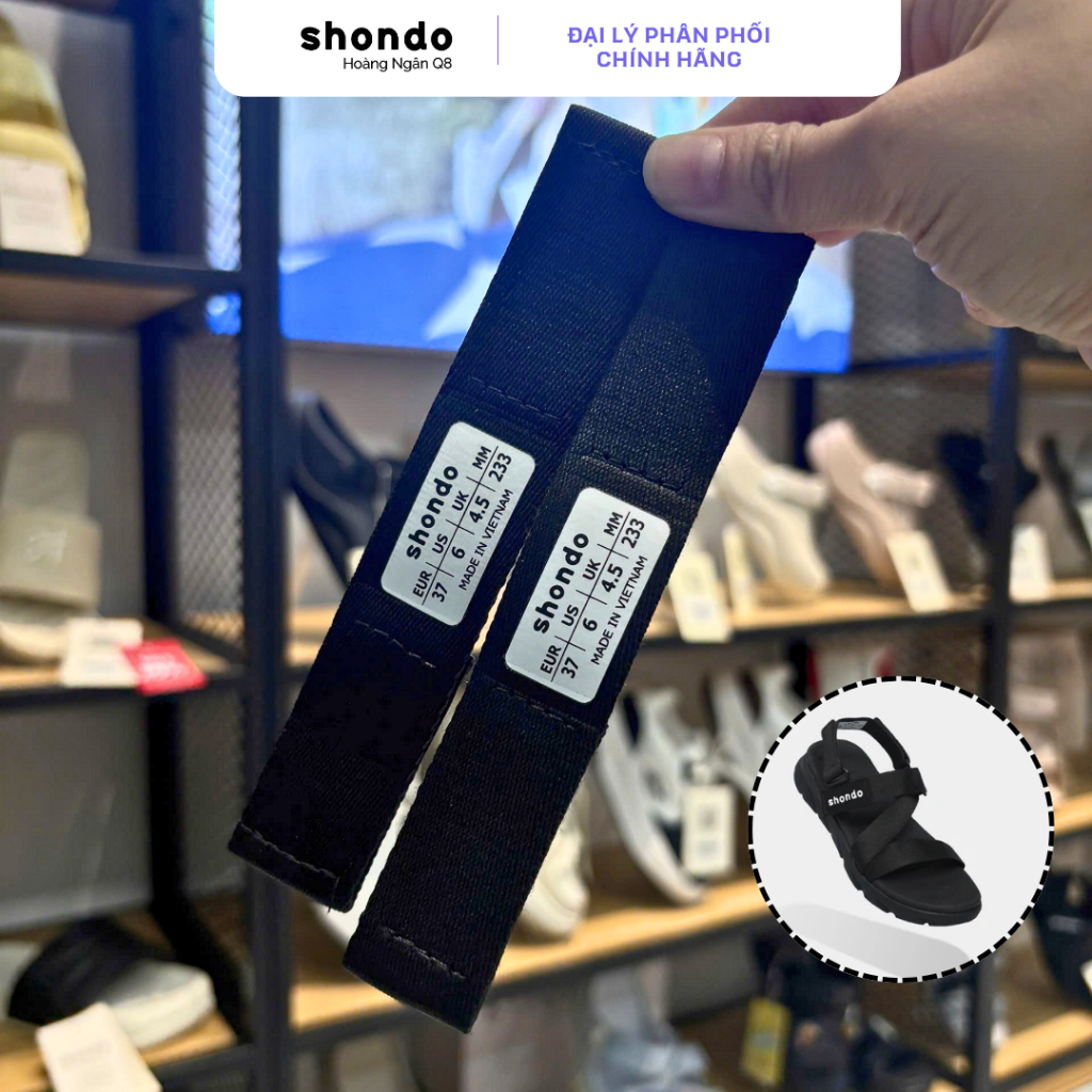 Quai Giày Shondo F6S Đen Nam Nữ – Quai Thay Chính Hãng