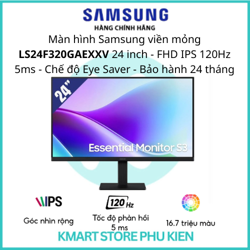 Màn hình Samsung viền mỏng LS24F320GAEXXV 24 inch - FHD IPS 120Hz 5ms - Chế độ Eye Saver - Bảo hành 