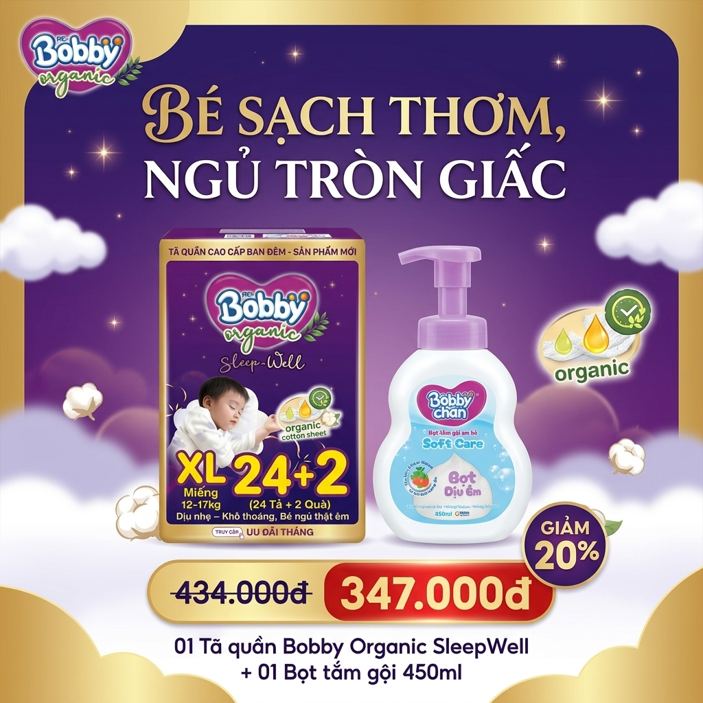 TÃ QUẦN BOBBY ORGANIC SLEEP WELL -  NPP Tường Nghi