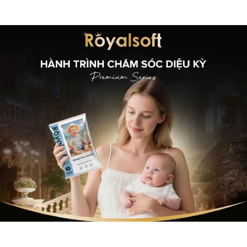 Combo 2 Bịch Bỉm quần dán Royal Soft - Tã Bỉm Cao Cấp Siêu Mỏng- đủ size