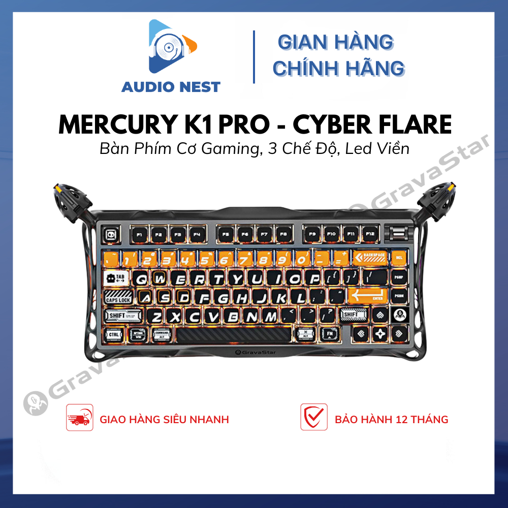 Bàn Phím Gaming GravaStar Mercury K1 Pro – Cyber Flare - Bảo Hành 12 Tháng/.
