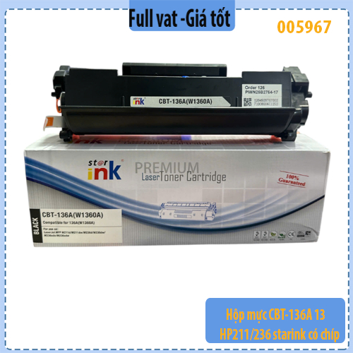 Hộp Mực In StarInk  CBT-136A 13/HP211/236 ( Hộp mực 136A) - Hộp mực in W1360X  2.6K - Chính hiệu - f