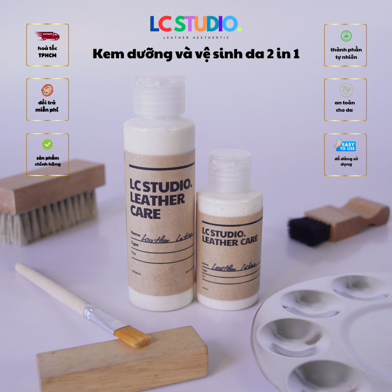 Leather Lotion Dưỡng Bóng Và Làm Sạch Dành Cho Đồ Da,Sofa, Nội Thất Ô Tô, Giày Dép, Túi Xách LC Stud