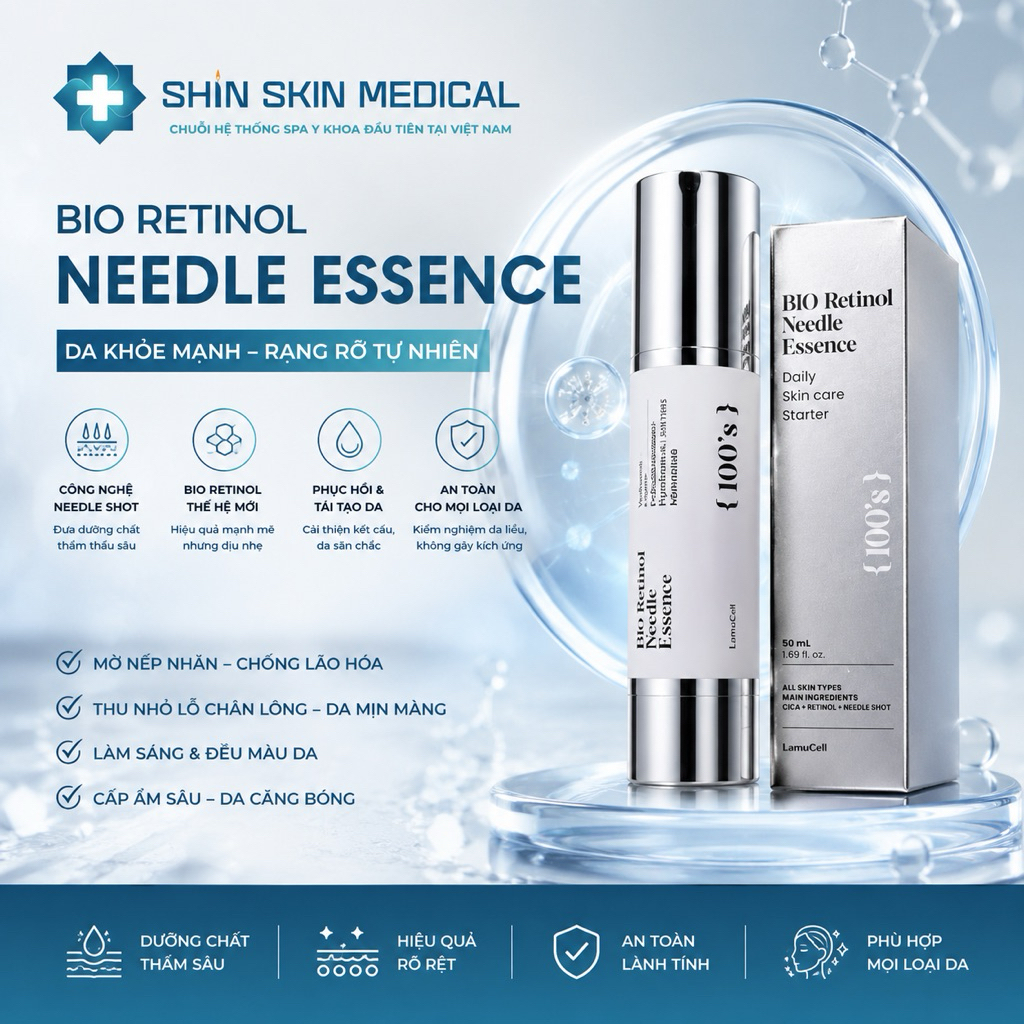 Bio Retinol Needle Shot Essence 50ml – Tinh Chất Căng Bóng Da, Cấp Ẩm, Hỗ Trợ Thu Nhỏ Lỗ Chân Lông C