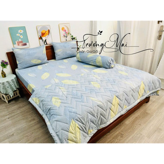 Drap Tencel lụa mát mịn kèm chăn chần gòn 5 món sang trọng cao cấp