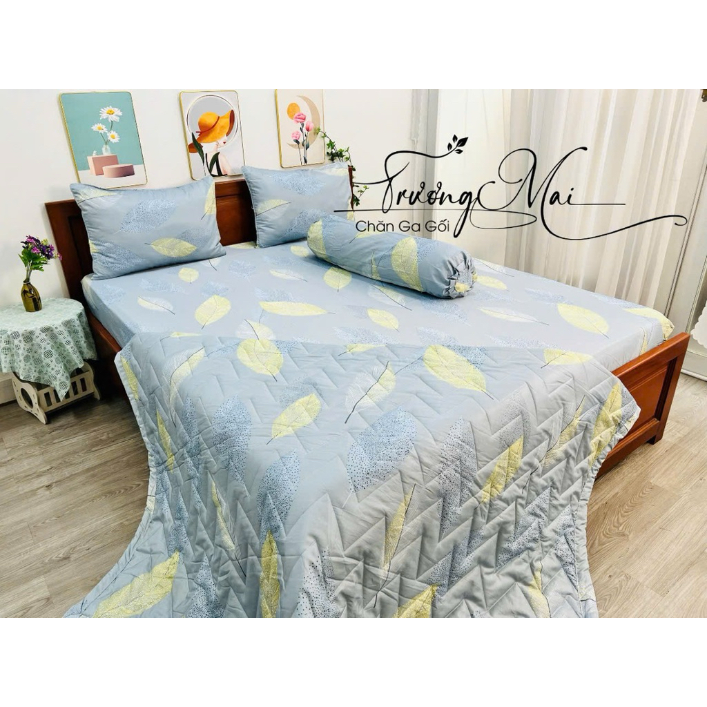 Drap Tencel lụa mát mịn kèm chăn chần gòn 5 món sang trọng cao cấp