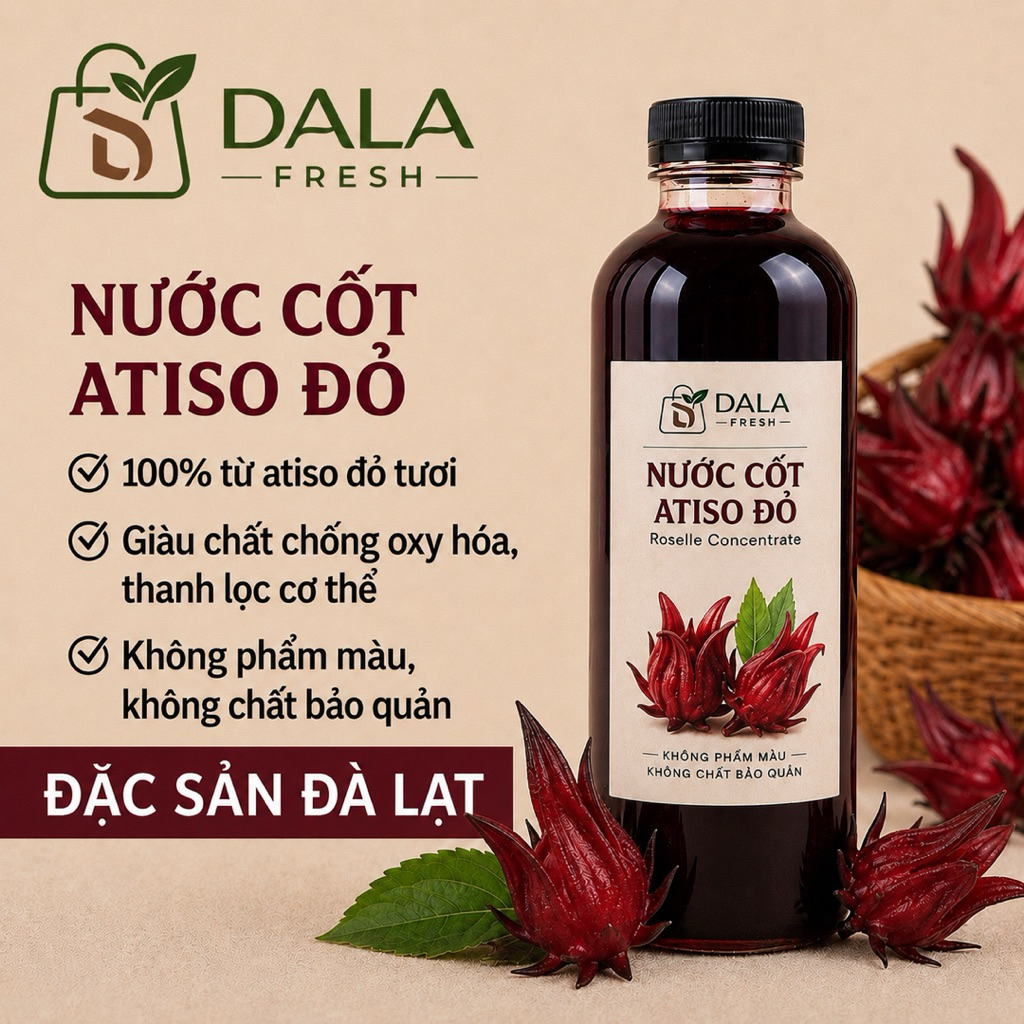 Nước Cốt Atiso Đỏ DL FRESH – Đậm Vị Tự Nhiên, Thanh Nhiệt, Giàu Chống Oxy Hóa – Đặc Sản Đà Lạt