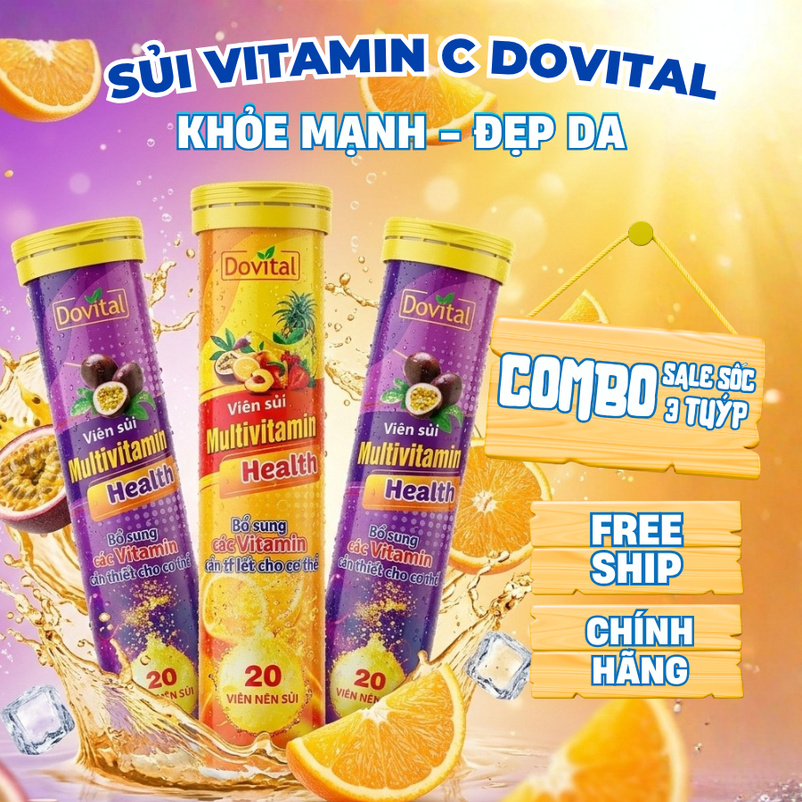 Sủi MultiVitamin Health Dovital - Thực phẩm bảo vệ sức khỏe Viên sủi Multivitamin Health