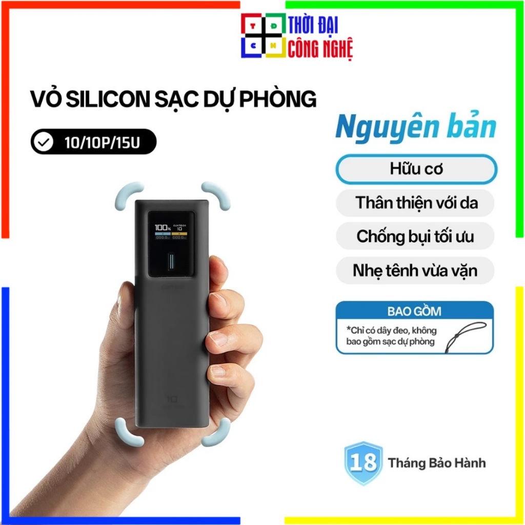 Ốp Silicone Chính Hãng CUKTECH Cho Pin Sạc Dự Phòng 10P/15U/10Mini/10 (PB100P/PB150P) - Vỏ Bảo Vệ Ch
