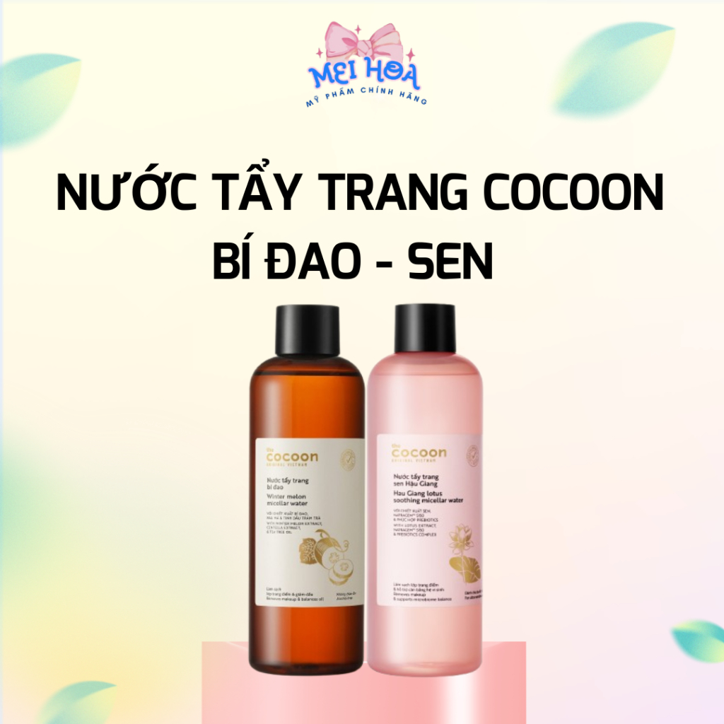 [Chai 500ML] Nước Tẩy Trang NTT Cocoon Bí Đao Sen Hậu Giang Làm Sạch Da Dầu Mụn Khô Nhạy Cảm Lành Tí