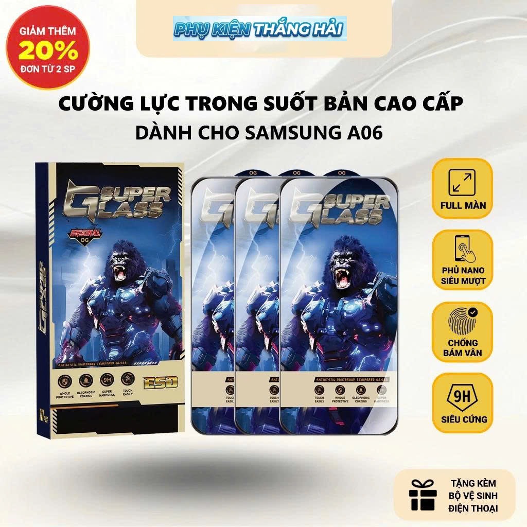 Cường lực Samsung A06 4G,5G PKTH Case PREMIUM full màn | Miếng kính dán bảo vệ màn hình cho ss galax
