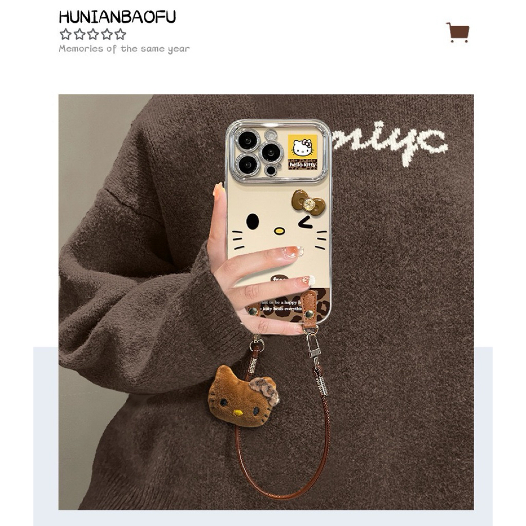 Ốp “Kitty Mocha” – Ốp Điện Thoại Hello Kitty Kèm Charm & Dây Đeo