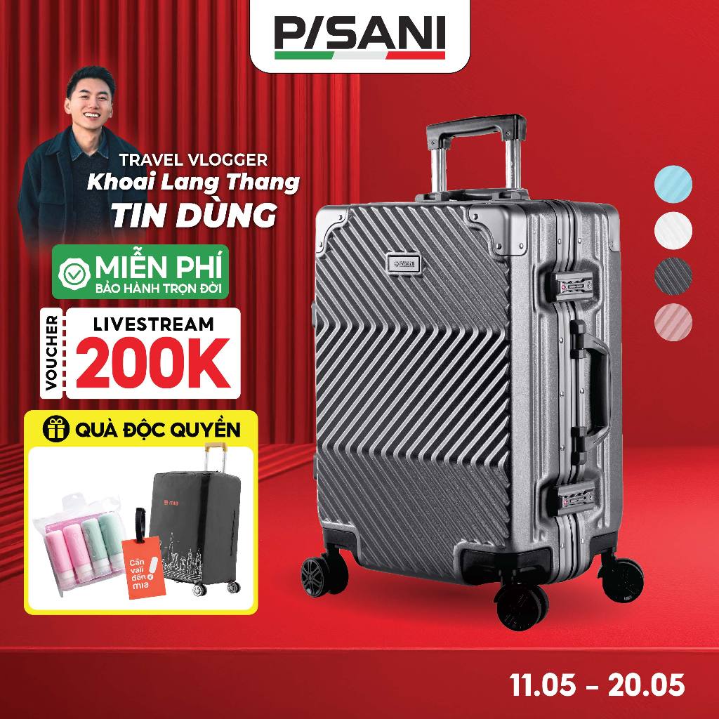[SVIP] Vali Kéo Khung Nhôm Pisani X9 - size 20/24/28,Vali MIA Chính Hãng, Nhựa PC Cao Cấp,Khoá TSA B