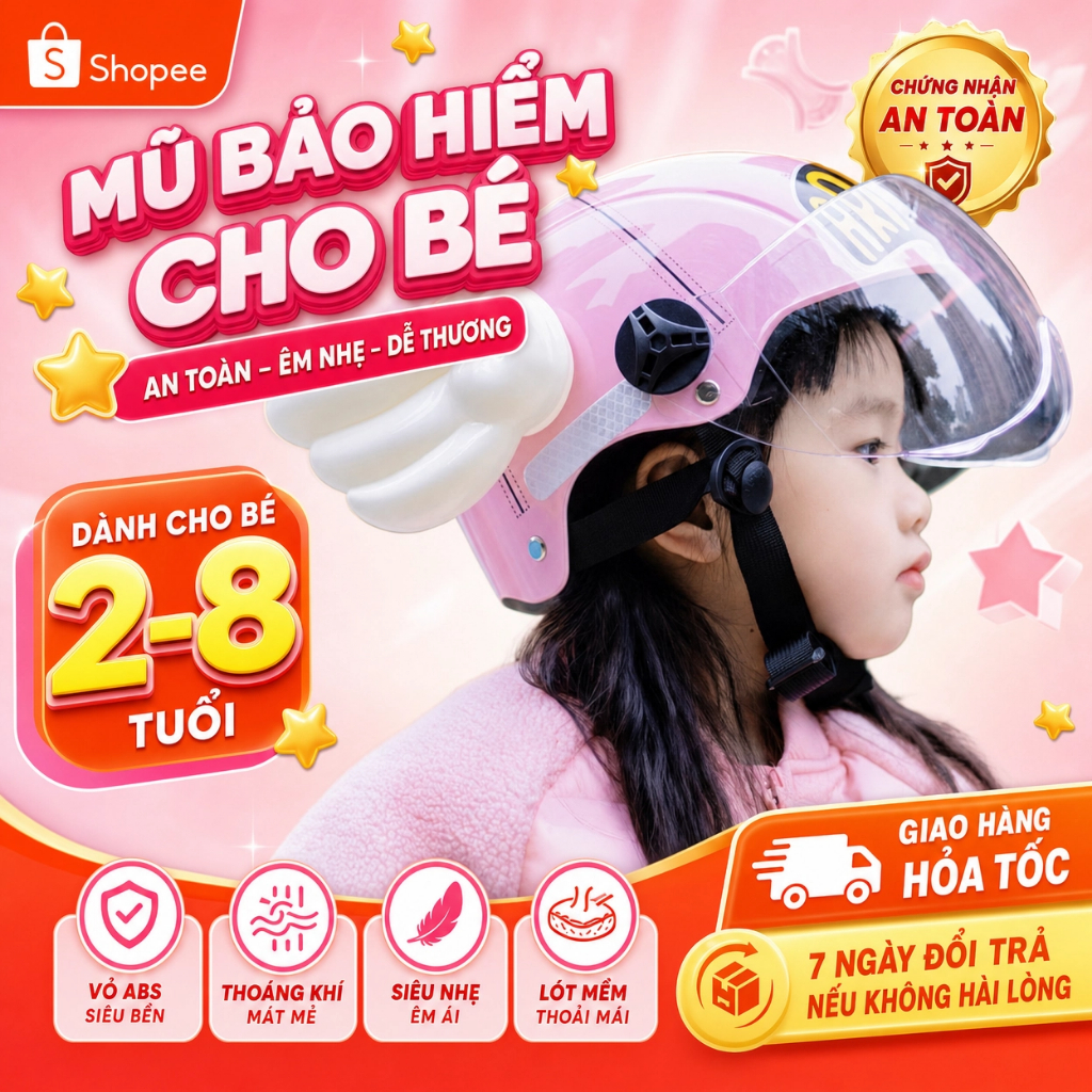 Mũ Arale cho bé 2-8 tuổi dùng 4 mùa, có chứng nhận 3C, hình đáng yêu ngộ nghĩnh