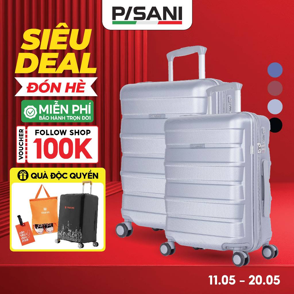 [Combo Giá Hời] Combo 2 Vali Kéo Du Lịch Pisani TATTI - Size 20/24/28, Vali MIA Chính Hãng, Nhựa PC 