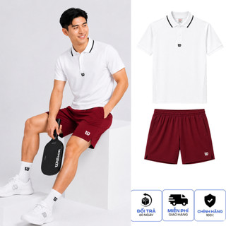 Set Bộ Wilson Performance Pickleball Nam Cao Cấp – Áo Polo Thể Thao Nam + Quần Short Thể Thao Co Giãn, Thoáng Khí