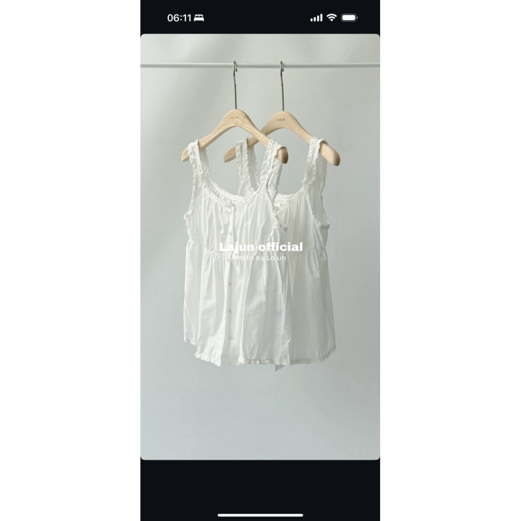 Blouse không tay viền ren mùa hè Lajun
