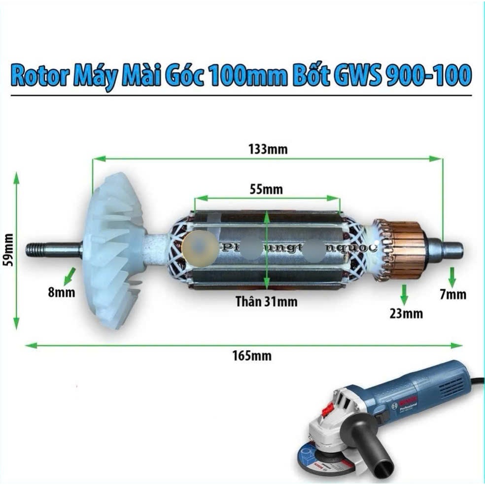 Rotor (ruột máy) mài Bosch 900-100 GWS 900-125 GWS 900 máy mài 100mm