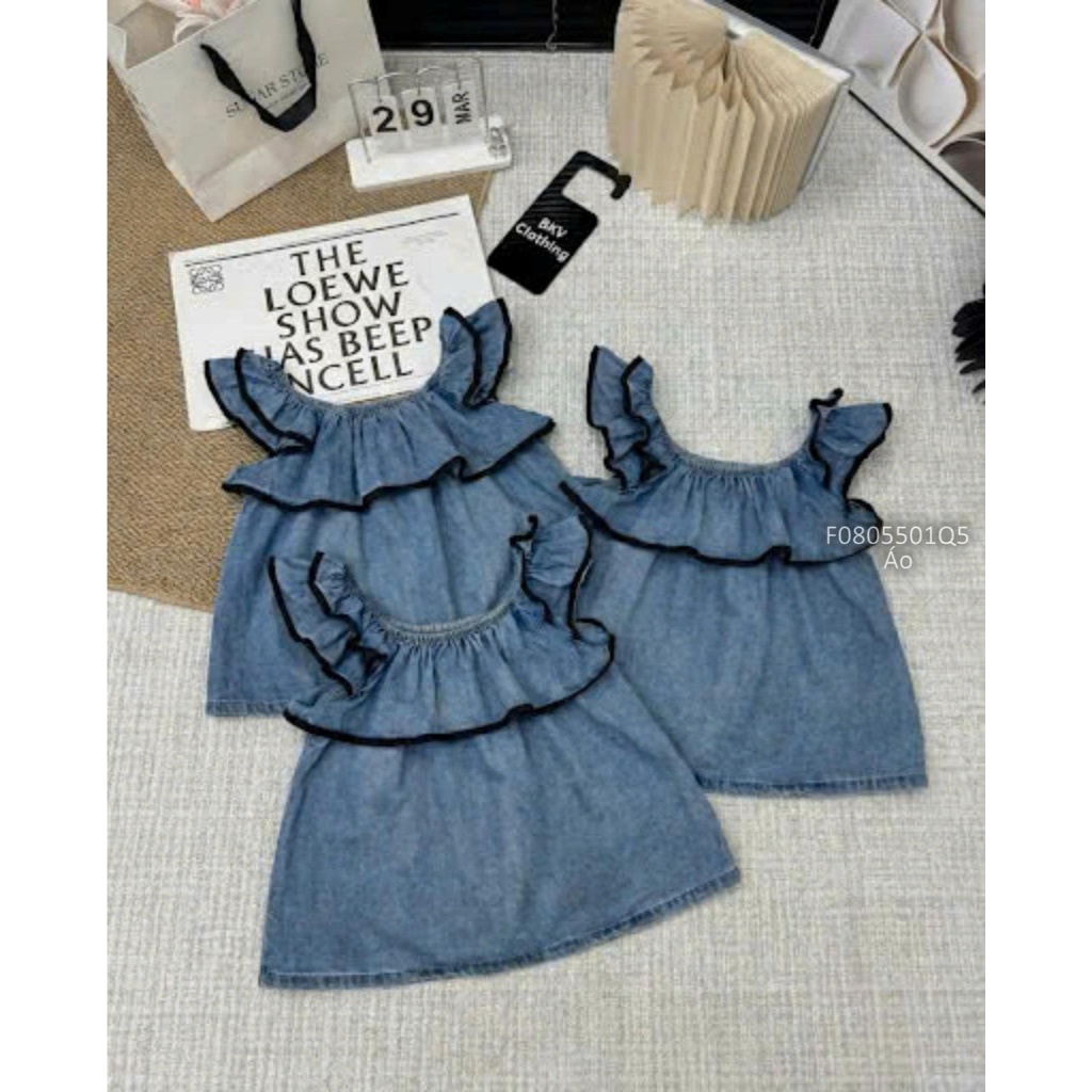 Áo jean kiểu phối viền bèo TOMBI SHOP