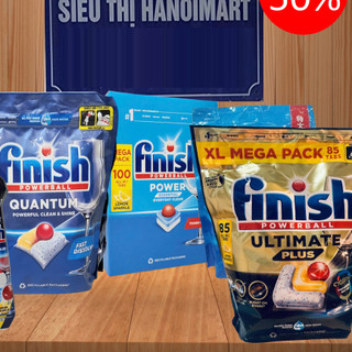 Viên rửa bát finish All in one 100 Viên, Combo 85 viên finish ultimate plus và muối finish 1kg làm mềm nước cho máy