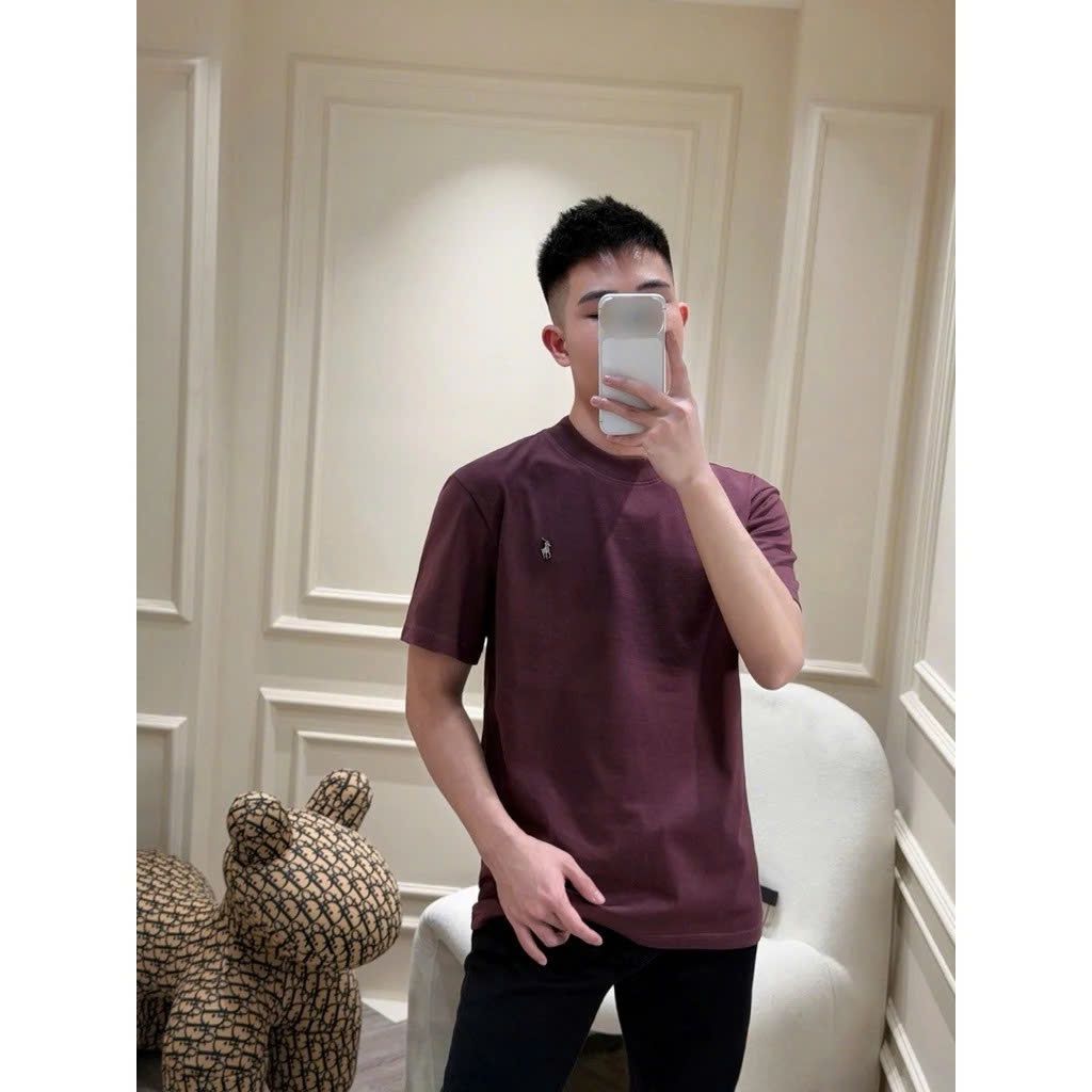 Áo phông nam nữ Premium Cotton thân trơn tag logo cao bồi kim loại ngực dày dặn basic siêu hot | BigBuy360 - bigbuy360.vn