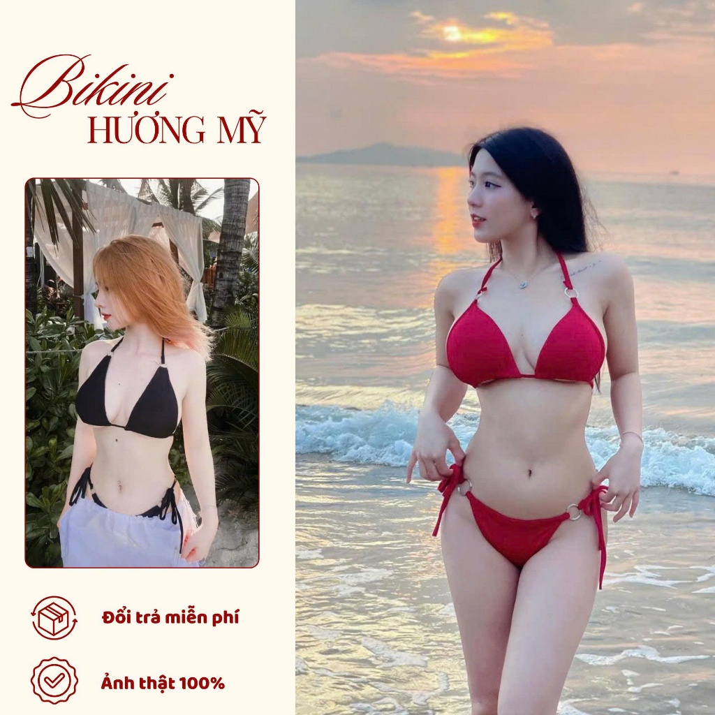 Bikini 2 mảnh, set đồ bơi dây dài tạo kiểu, nhiều màu phối khoen sexy Có Kèm Mút Ngực (Hỏa Tốc HCM)