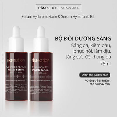 Combo Serum Phục Hồi Dưỡng Sáng Da Ekseption, Hyaluronic Niacin Mixlab 75ml Và Hyaluronic B5 Mixlab 75ml