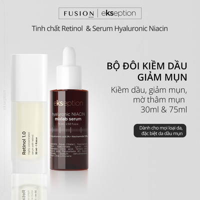 Combo Serum Giảm Dầu Mụn [New version] Fusion Retinol 0.3% 30ml & Ekseption Serum Hyaluronic Niacin Mixlab 75ml