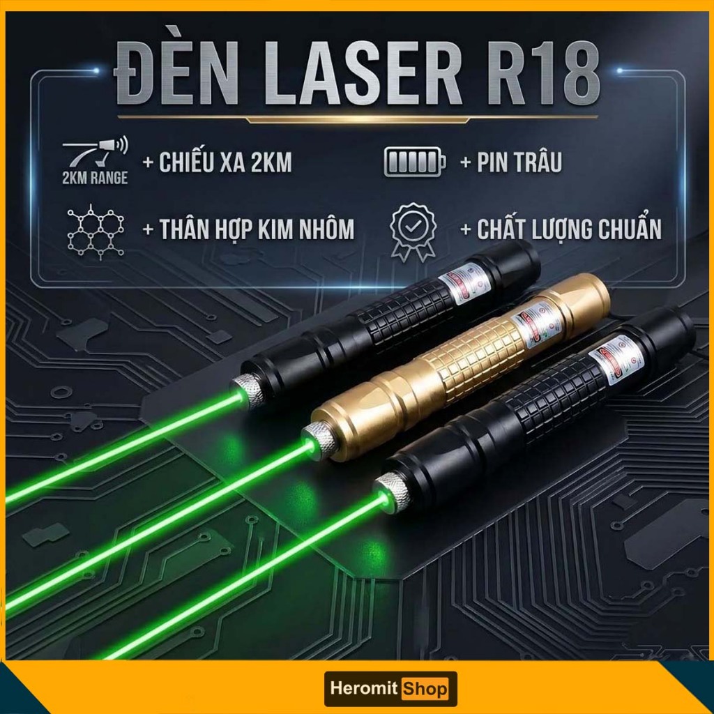 Đèn laser R18 , tia laze ánh sáng xanh , bút chỉ laser giảng dạy ( loại tốt )